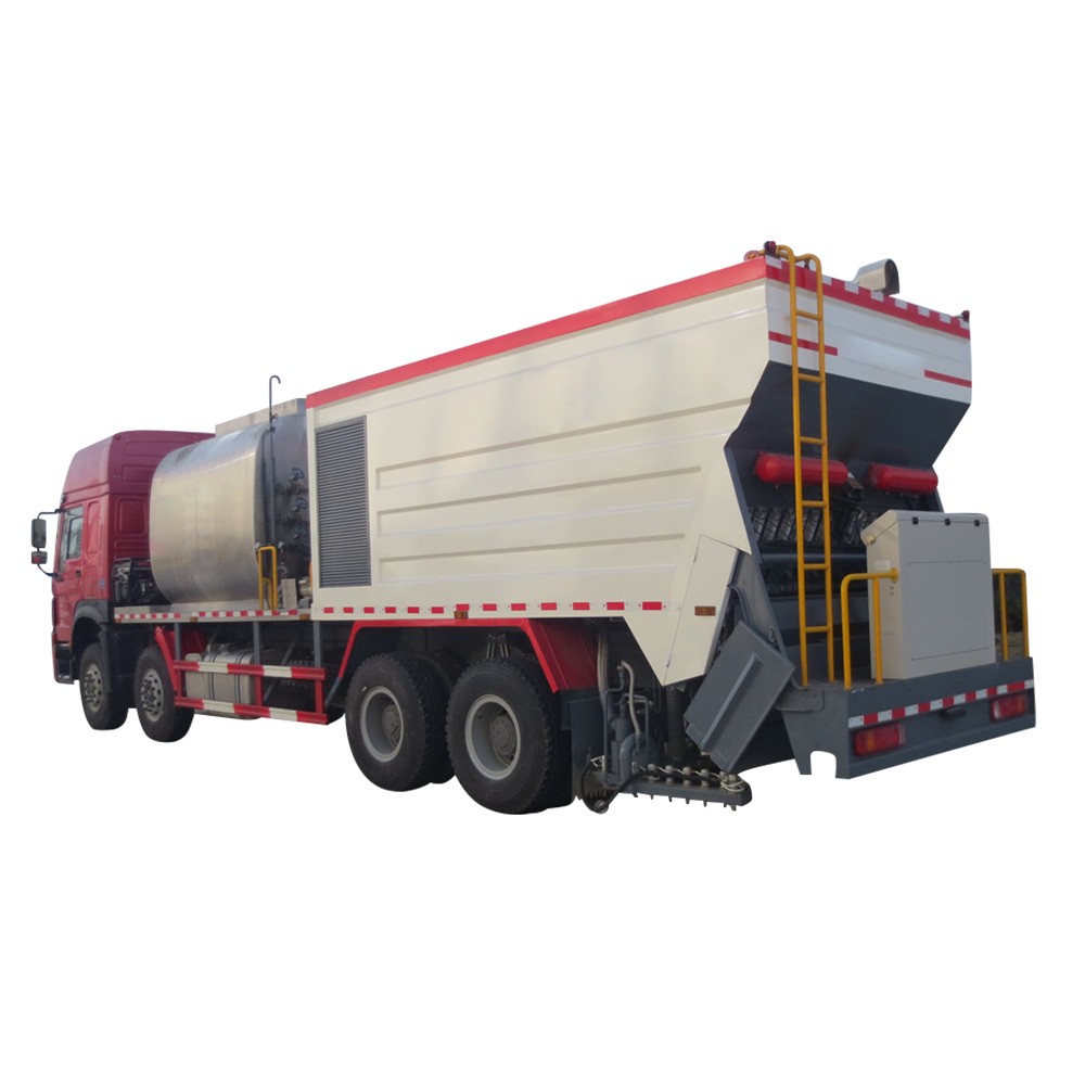 Xe tải ép đồng bộ nhựa đường 8 * 4 sỏi